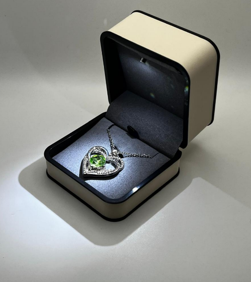 Love Heart Birthstone Necklaces for Women Rose Gold Jewelry for Wife Girlfriend Mom Daughter for Anniversary Birthday Gift  , With very nice LED-Light Gift box packing.