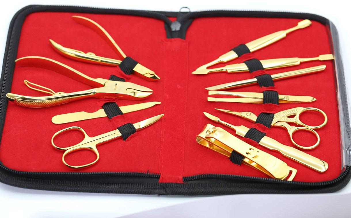 11PCS 24 Karat Gold-Plated Manicure & Pedicure Set – Premium Lady Style Nail Care Kit