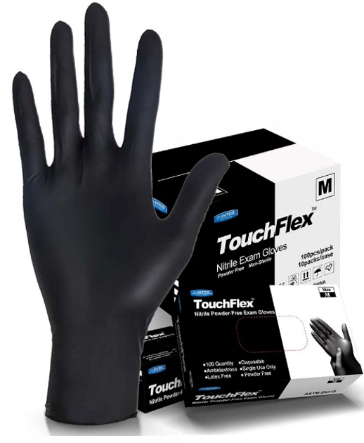 Black Powder Free Nitrile Exam TouchFlex Gloves 5 Mil