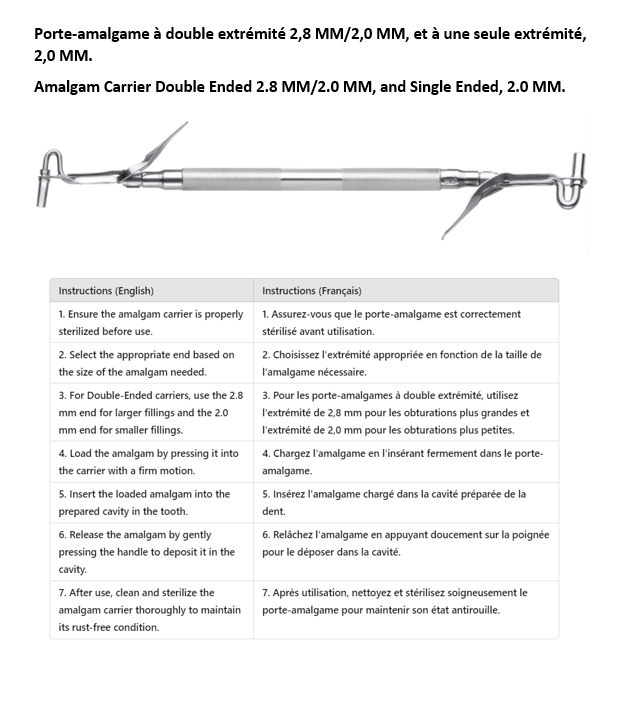 Amalgam Carrier Double Ended 2.8 MM/2.0 MM, and Single Ended, 2.0 MM, Nice Quality, Sterilizabale, Rust-Free. (Single Ended) for Veterinary Use. (Double Ended)