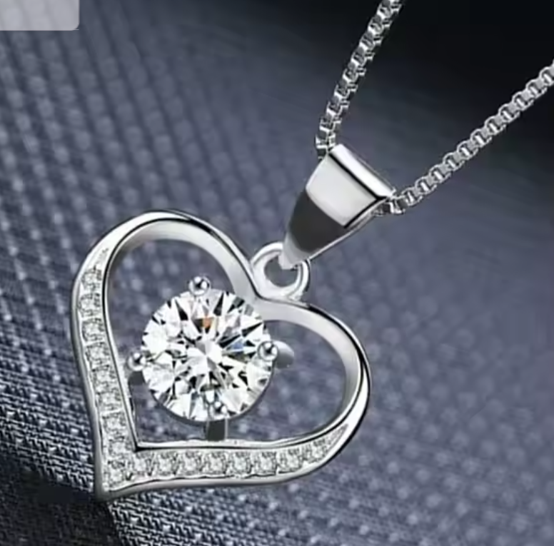 Elegant Heart Sterling Silver Pendant Necklace with Sparkling Cubic Zirconia – Romantic Gift for Women, Friends and Family