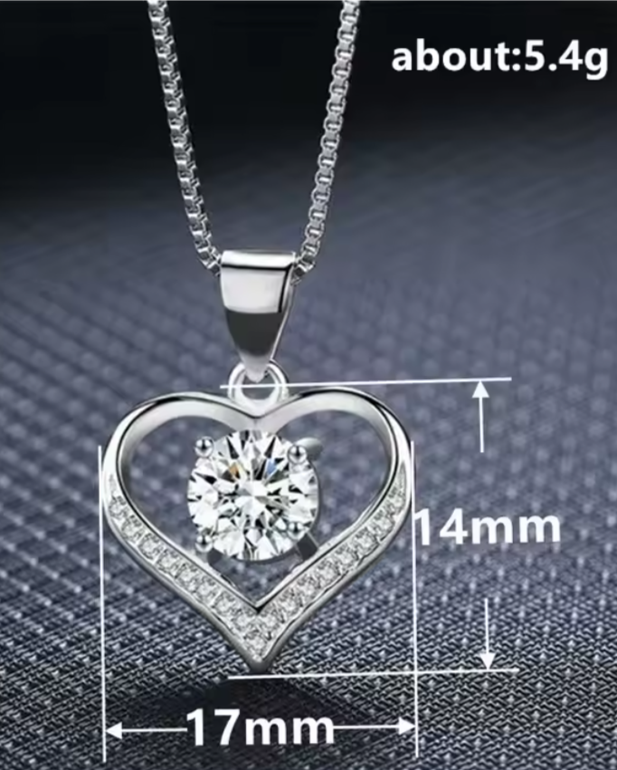 Elegant Heart Sterling Silver Pendant Necklace with Sparkling Cubic Zirconia – Romantic Gift for Women, Friends and Family